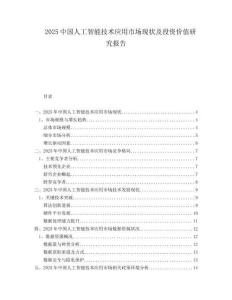 2025中國人工智能技術應用市場現狀及投資價值研究報告