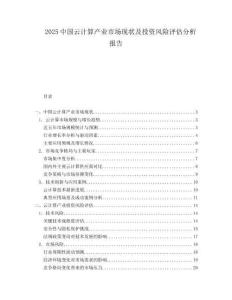 2025中國云計算產業市場現狀及投資風險評估分析報告
