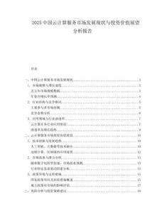 2025中國云計算服務市場發展現狀與投資價值展望分析報告
