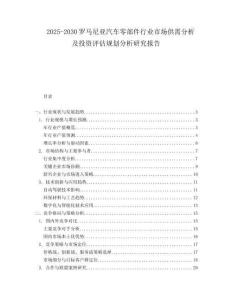 2025-2030羅馬尼亞汽車零部件行業(yè)市場供需分析及投資評估規(guī)劃分析研究報(bào)告