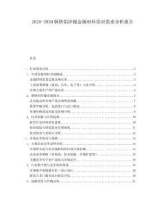 2025-2030銅鐵鋁鋅鎳金屬材料供應(yīng)需求分析報告
