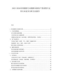 2025-2030時尚攝影行業攝影風格客戶需求圖片定價行業競爭分析方法報告