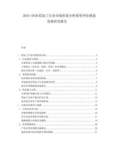 2025-2030鋁加工行業(yè)市場(chǎng)供需分析投資評(píng)估規(guī)劃發(fā)展研究報(bào)告