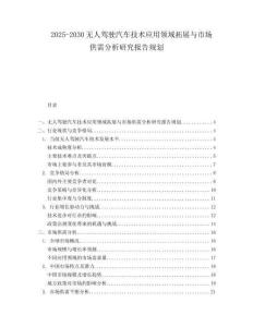 2025-2030無人駕駛汽車技術應用領域拓展與市場供需分析研究報告規劃