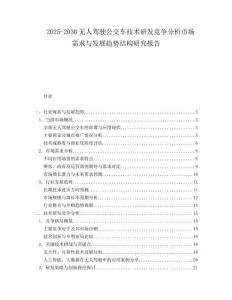 2025-2030無人駕駛公交車技術研發競爭分析市場需求與發展趨勢結構研究報告