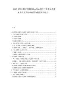 2025-2030我國智能機器人核心部件行業市場規模深度研究及行業前景與投資布局建議
