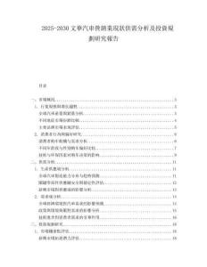 2025-2030文華汽車營銷業現狀供需分析及投資規劃研究報告