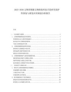 2025-2030文物青銅器文物修復(fù)科技手段研究保護(hù)性修復(fù)與展覽應(yīng)用規(guī)劃分析報(bào)告