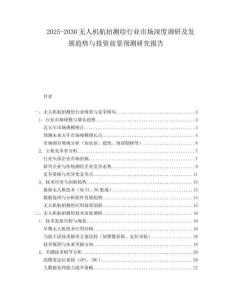 2025-2030無人機航拍測繪行業(yè)市場深度調研及發(fā)展趨勢與投資前景預測研究報告