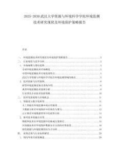 2025-2030武漢大學資源與環境科學學院環境監測技術研究現狀及環境保護策略報告
