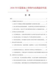 2026年中國服裝小飾物市場調(diào)查研究報告