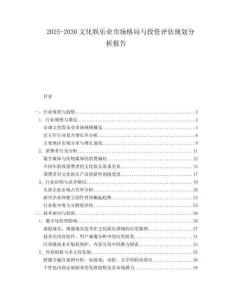 2025-2030文化娛樂業(yè)市場格局與投資評估規(guī)劃分析報告