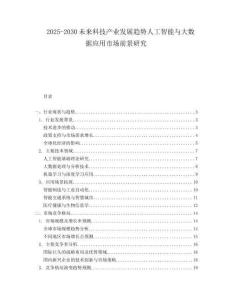2025-2030未來科技產(chǎn)業(yè)發(fā)展趨勢人工智能與大數(shù)據(jù)應用市場前景研究