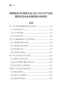 跨國電商SEO服務(wù)行業(yè)2026-2030年產(chǎn)業(yè)發(fā)展現(xiàn)狀及未來發(fā)展趨勢分析研究