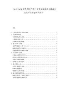 2025-2030無人駕駛汽車行業(yè)市場現(xiàn)狀技術(shù)挑戰(zhàn)與投資評估規(guī)劃研究報告
