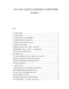 2025-2030文化娛樂行業(yè)影視制作與品牌營銷策略研究報(bào)告