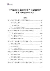 記憶海綿減壓單肩包行業產業發展現狀及未來發展趨勢分析研究