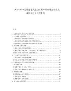 2025-2030無線充電式電動工具產(chǎn)品市場競爭現(xiàn)狀及應(yīng)用前景研究分析