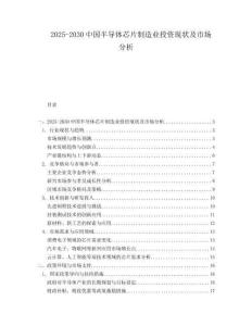 2025-2030中國(guó)半導(dǎo)體芯片制造業(yè)投資現(xiàn)狀及市場(chǎng)分析