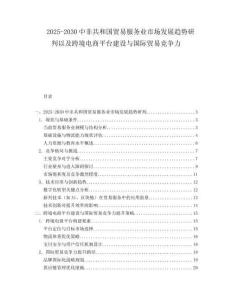 2025-2030中非共和國貿易服務業市場發展趨勢研判以及跨境電商平臺建設與國際貿易競爭力