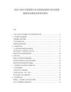 2025-2030中國保險行業(yè)市場需求供給分析及投資規(guī)劃布局規(guī)劃分析研究報告