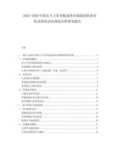 2025-2030中國(guó)北斗衛(wèi)星導(dǎo)航系統(tǒng)市場(chǎng)現(xiàn)狀供需分析及投資評(píng)估規(guī)劃分析研究報(bào)告