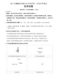 南寧市2026屆普通高中畢業班第一次適應性測試化學試題含答案