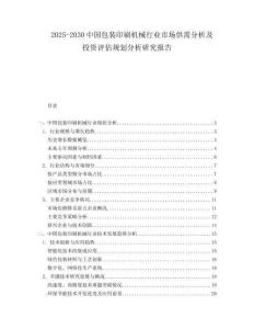 2025-2030中國包裝印刷機械行業市場供需分析及投資評估規劃分析研究報告
