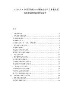 2025-2030中國保險行業市場深度分析及未來發展趨勢和前景規劃研究報告