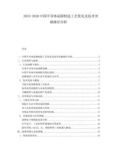 2025-2030中國半導體晶圓制造工藝優化及技術突破路徑分析