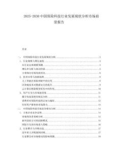 2025-2030中國保險科技行業發展現狀分析市場前景報告