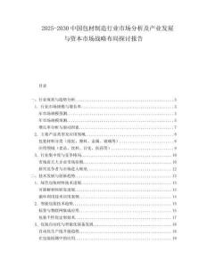 2025-2030中國包材制造行業市場分析及產業發展與資本市場戰略布局探討報告