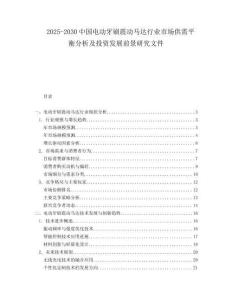 2025-2030中國電動牙刷震動馬達行業市場供需平衡分析及投資發展前景研究文件