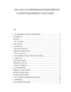 2025-2030中非共和國制造業(yè)經濟現(xiàn)狀供需情況評估及投資市場前景規(guī)劃設計分析方法報告
