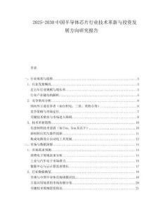 2025-2030中國半導體芯片行業(yè)技術(shù)革新與投資發(fā)展方向研究報告