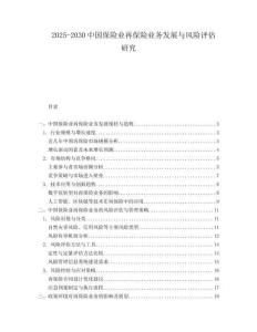 2025-2030中國保險業再保險業務發展與風險評估研究