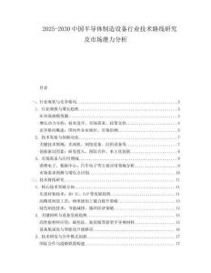 2025-2030中國半導(dǎo)體制造設(shè)備行業(yè)技術(shù)路線研究及市場潛力分析