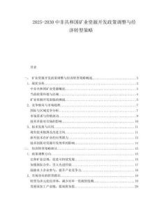 2025-2030中非共和國礦業資源開發政策調整與經濟轉型策略
