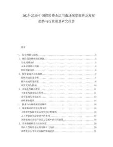 2025-2030中國保險資金運用市場深度調研及發展趨勢與投資前景研究報告