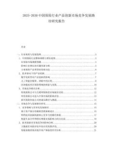 2025-2030中國保險行業產品創新市場競爭發展路徑研究報告