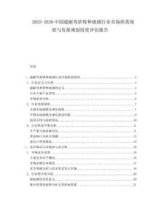 2025-2030中國超耐彎折特種玻璃行業(yè)市場供需現(xiàn)狀與發(fā)展規(guī)劃投資評估報告