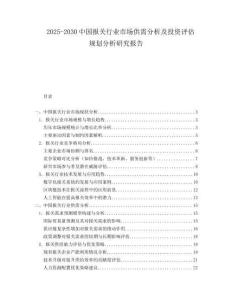 2025-2030中國報關行業市場供需分析及投資評估規劃分析研究報告