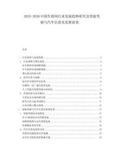 2025-2030中國車聯網行業發展趨勢研究及智能駕駛與汽車信息化發展前景