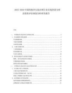 2025-2030中國的海洋污染治理行業市場供需分析及投資評估規劃分析研究報告