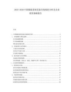 2025-2030中國儲能系統設備市場現狀分析及企業投資策略報告