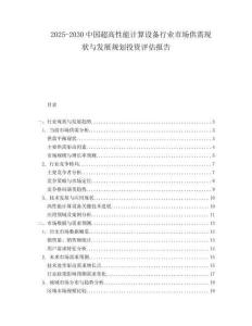 2025-2030中國超高性能計算設備行業市場供需現狀與發展規劃投資評估報告