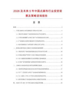 2026及未來5年中國點麻布行業(yè)投資前景及策略咨詢報告
