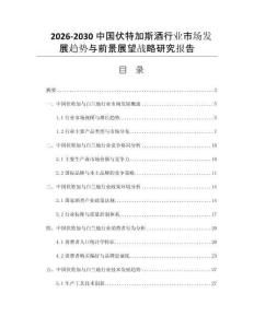 2026-2030中国伏特加斯酒行业市场发展趋势与前景展望战略研究报告