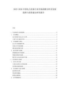 2025-2030中國電力設備行業市場前瞻分析及發展趨勢與投資建議研究報告