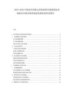 2025-2030中國動車組核心控制系統市場現狀技術創新競爭格局投資規劃發展前景研究報告